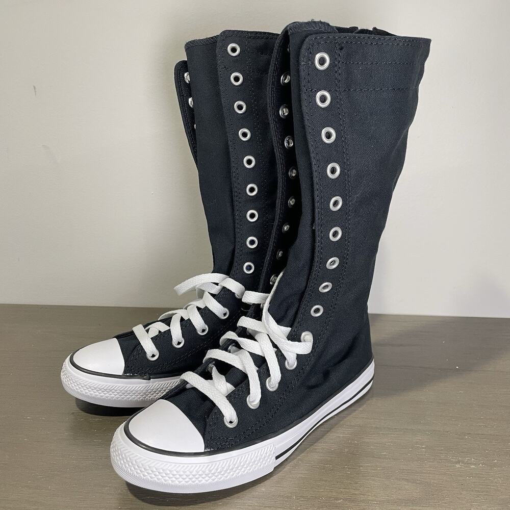 Converse Kids Size 2 Shoes NEW Knee High Chuck Taylor All Star XHi Black Zip Up